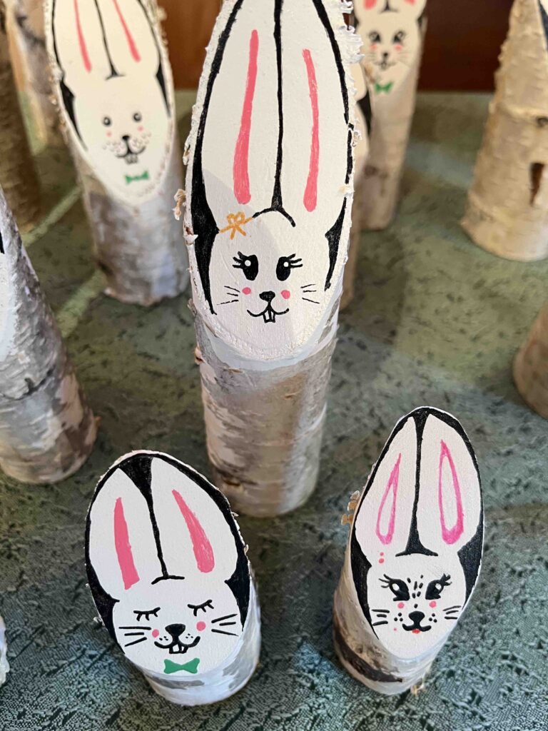 Osterdekoration Holzhasen